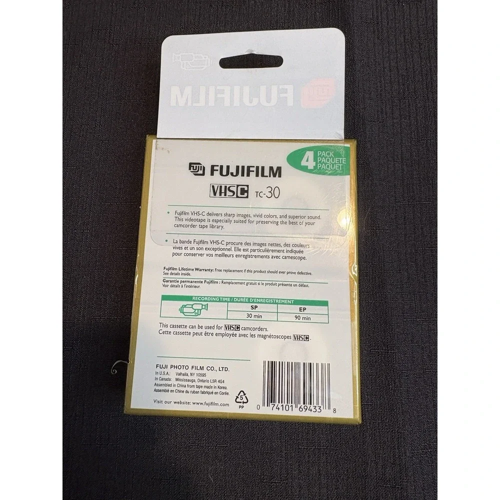 2 Pack New Sealed Fuji Fujifilm VHS-C Analog Video Tapes 30 min SP 90 min EP